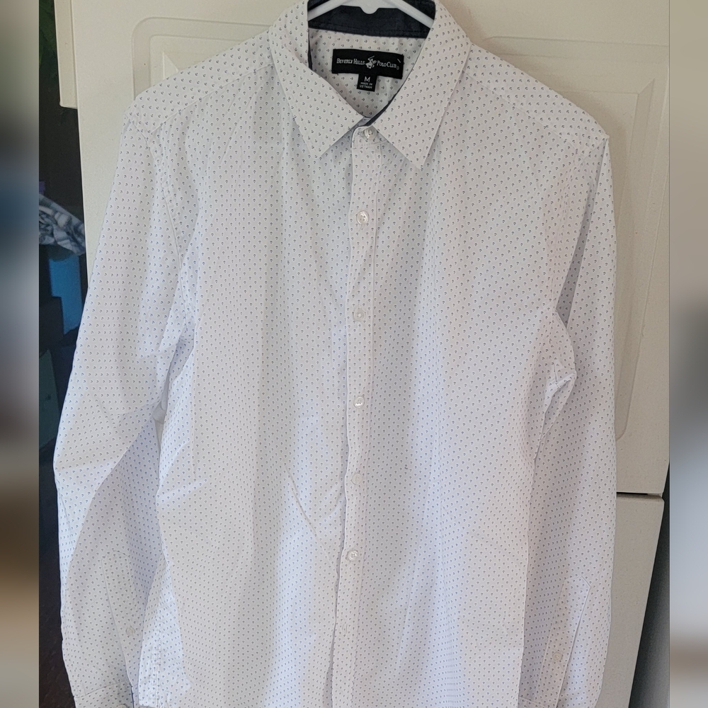 Beverly Hills Polo Club White Dotted Men's Dress Shirt